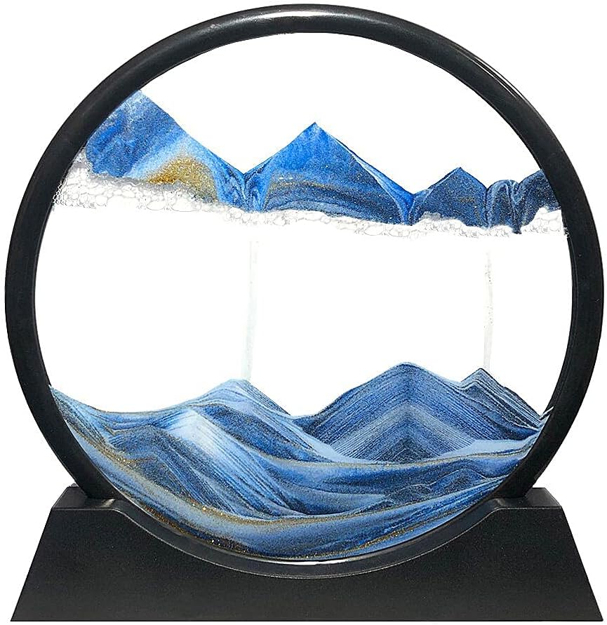 Moving Sand Art Picture Round Glass 3D Deep Sea 7 Inch Pack of 2 L311133