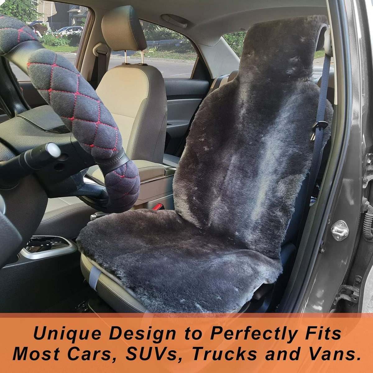 Charcoal Sheepskin Seat Cover C254435