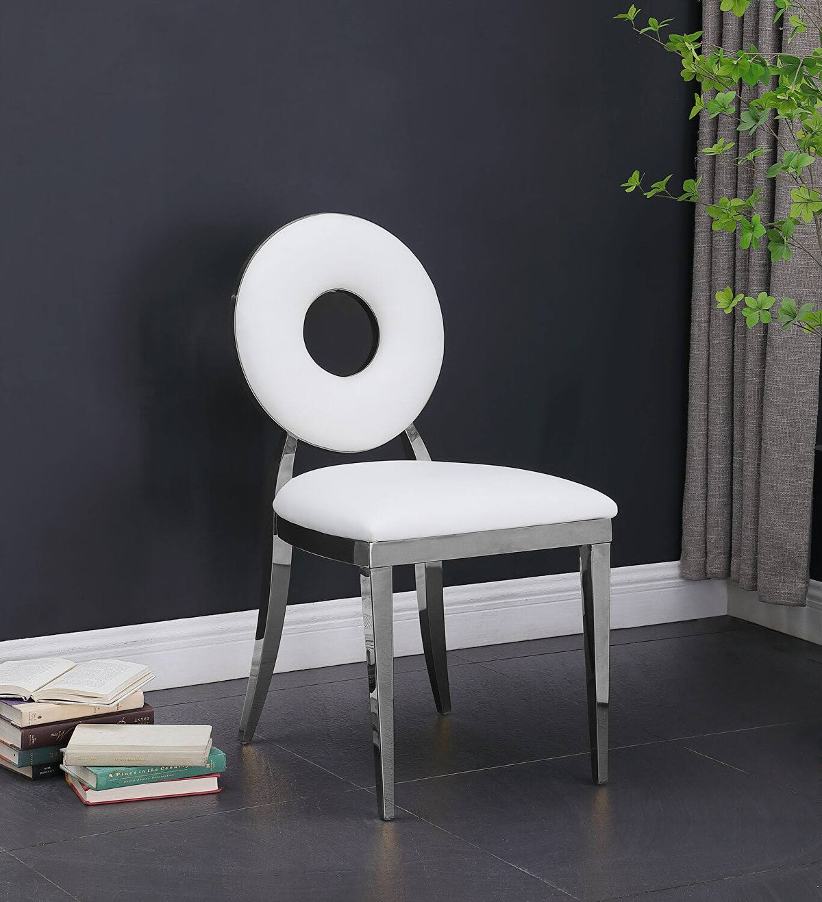 White Faux Leather Dining Chair Set of 2 P46560