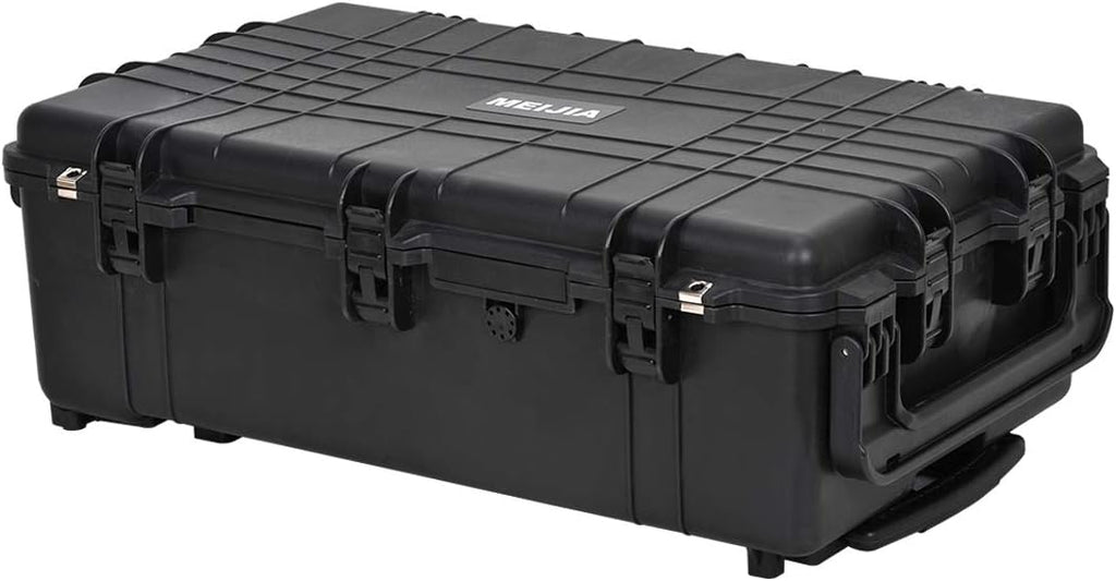 Portable Rolling Waterproof Hard Case with Wheels and Retractable Pull Handle, Black Y313