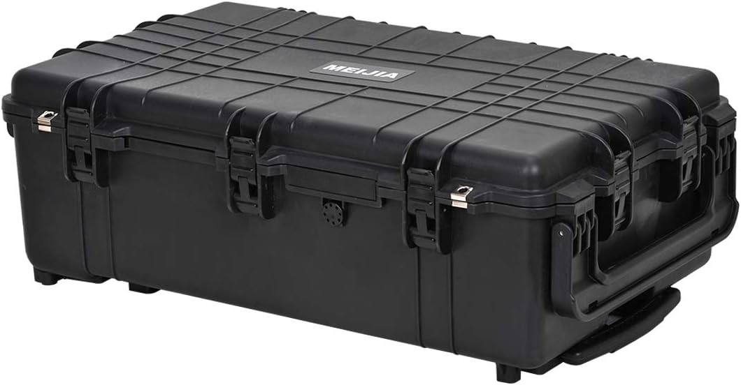 Portable Rolling Waterproof Hard Case with Wheels and Retractable Pull Handle, Black Y313