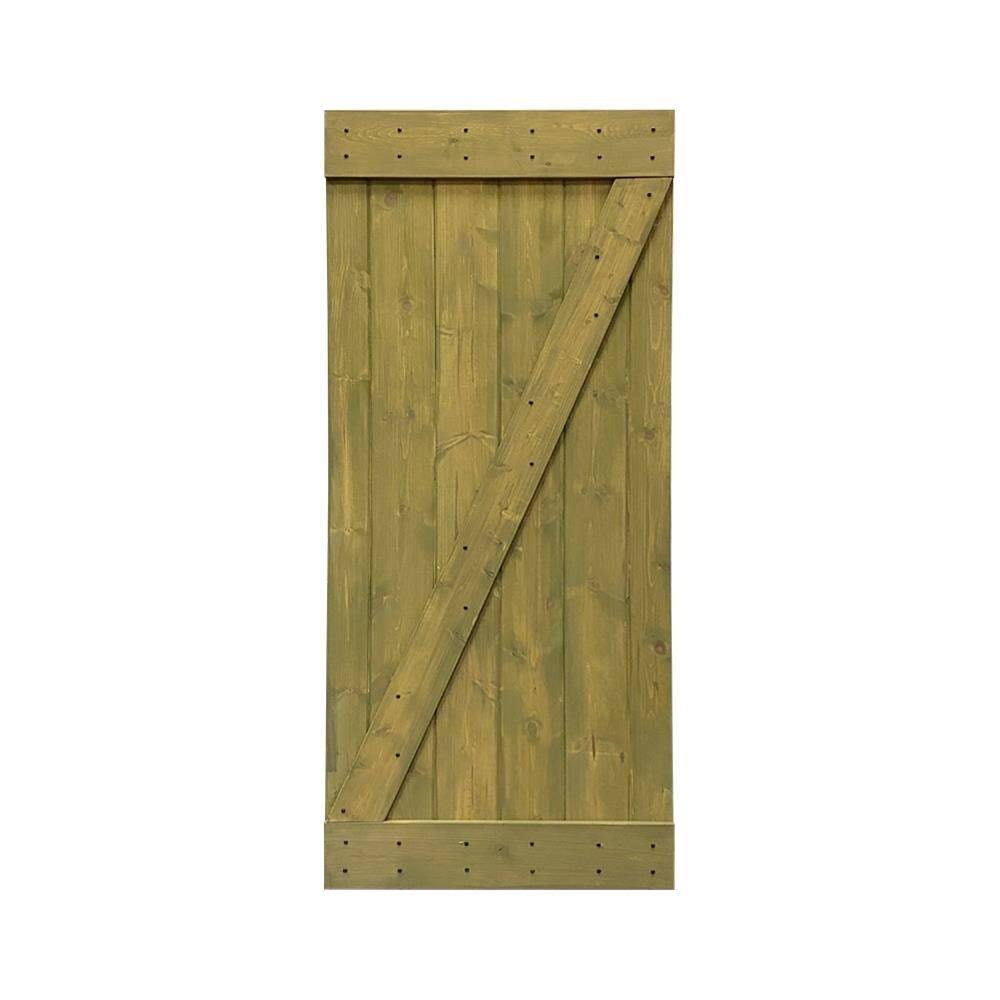 24-in x 84-in Jungle Green Stained Pine Wood Barn Door Z53285