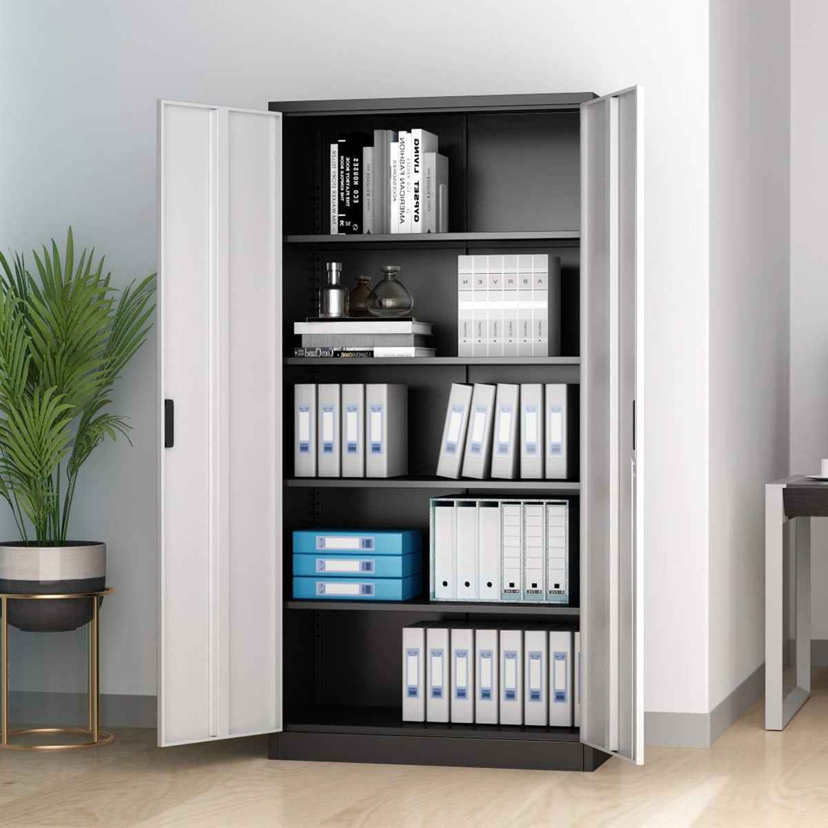 Metal Storage Cabinet with Locking Doors and 4 Adjustable Shelves M150829