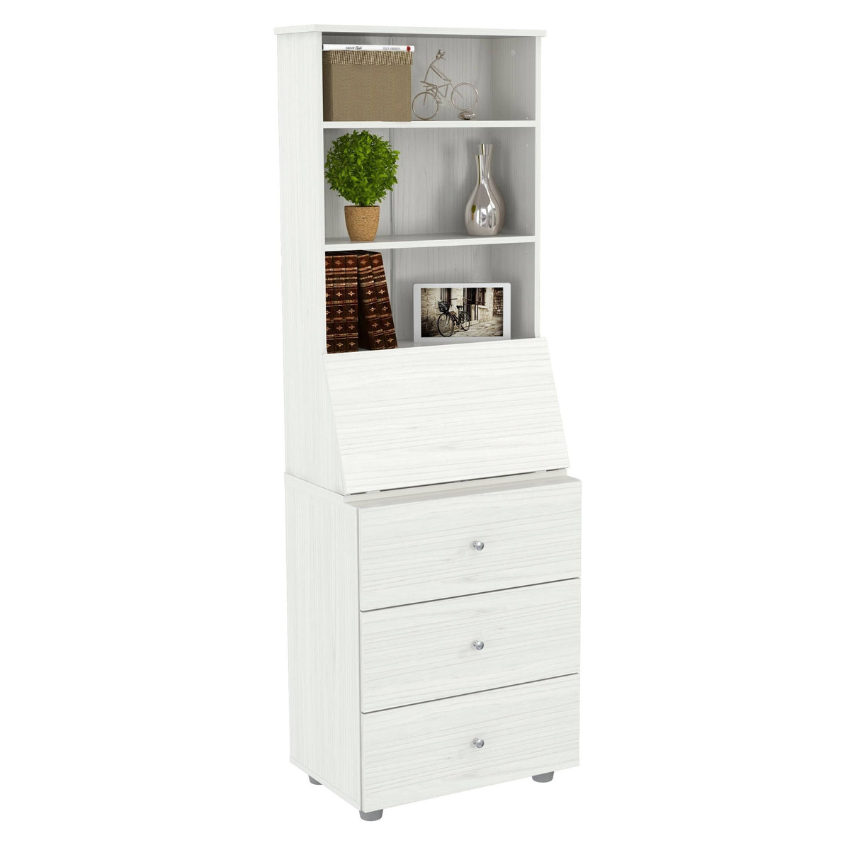 Washed Oak 3-Shelf Bookcase D875709