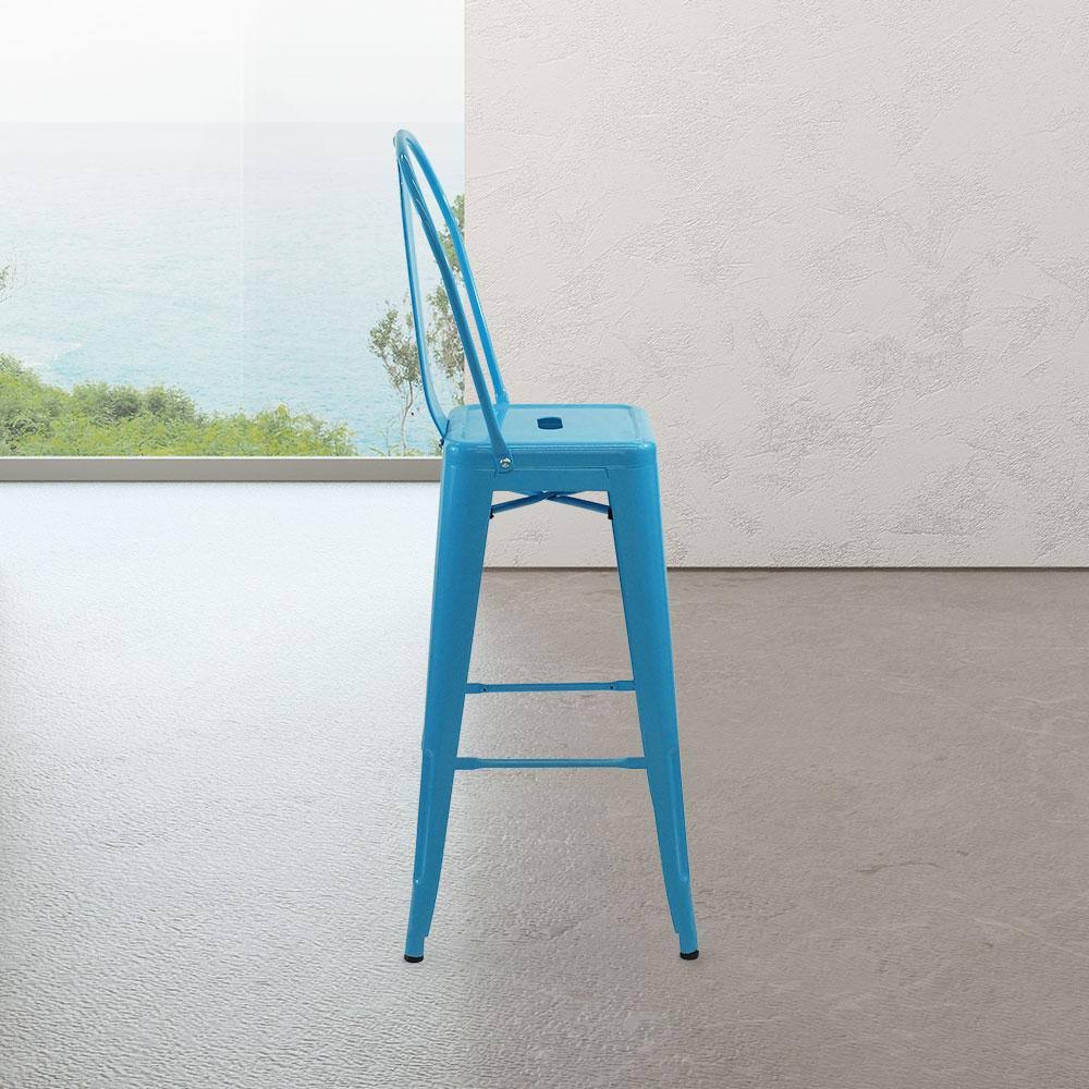 White Cafe Bar Stool with High Back I3061