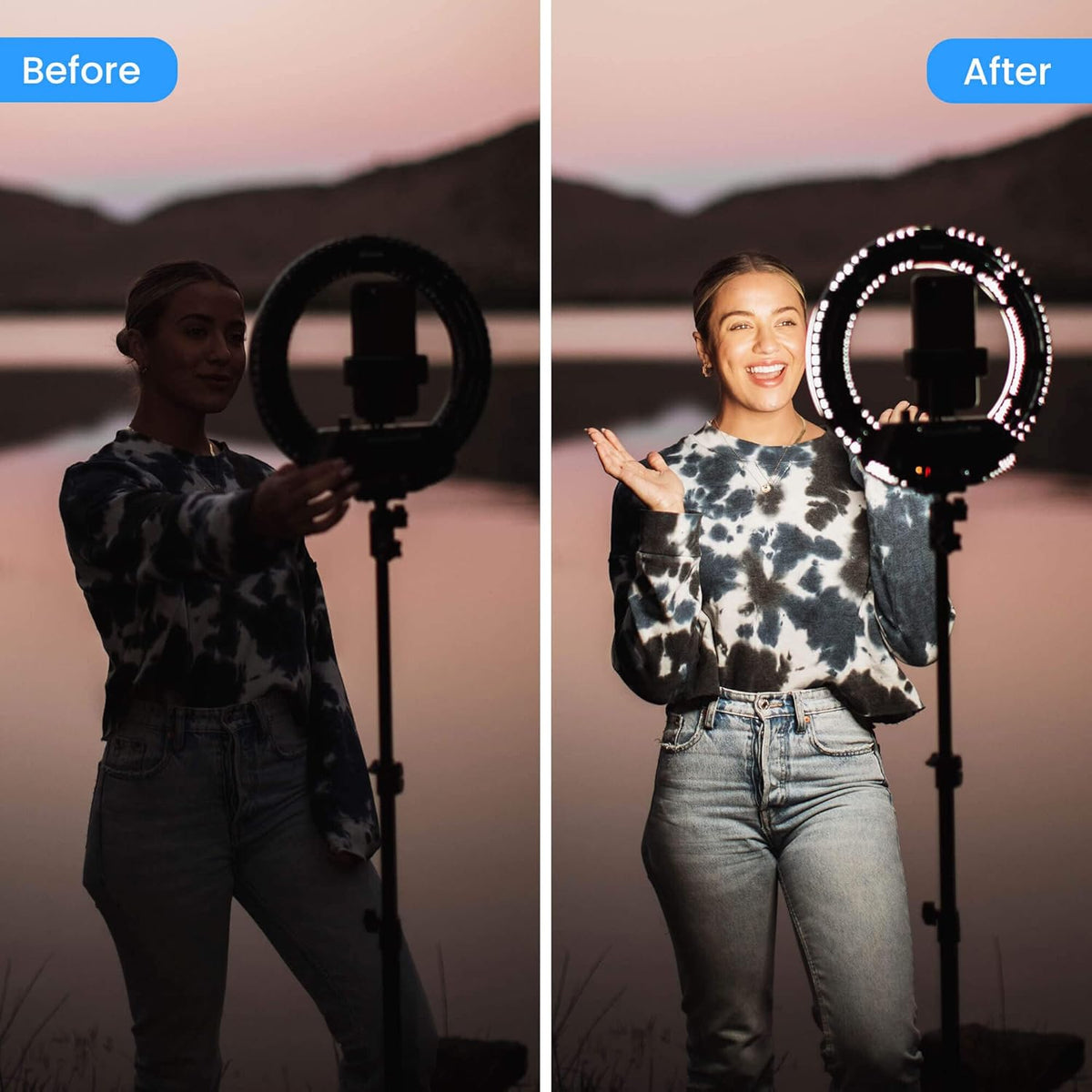 12 Cordless Bicolor Ring Light Kit with Carry Case and 6.5 ft Stand C377176