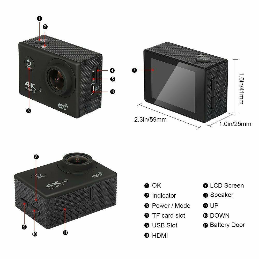 4K Ultra HD Sports Camera Bundle with Wireless Wrist Remote P16732
