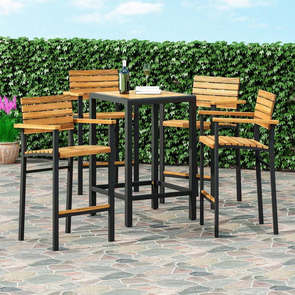 Acacia Wood Barstool Set of 4 U432476
