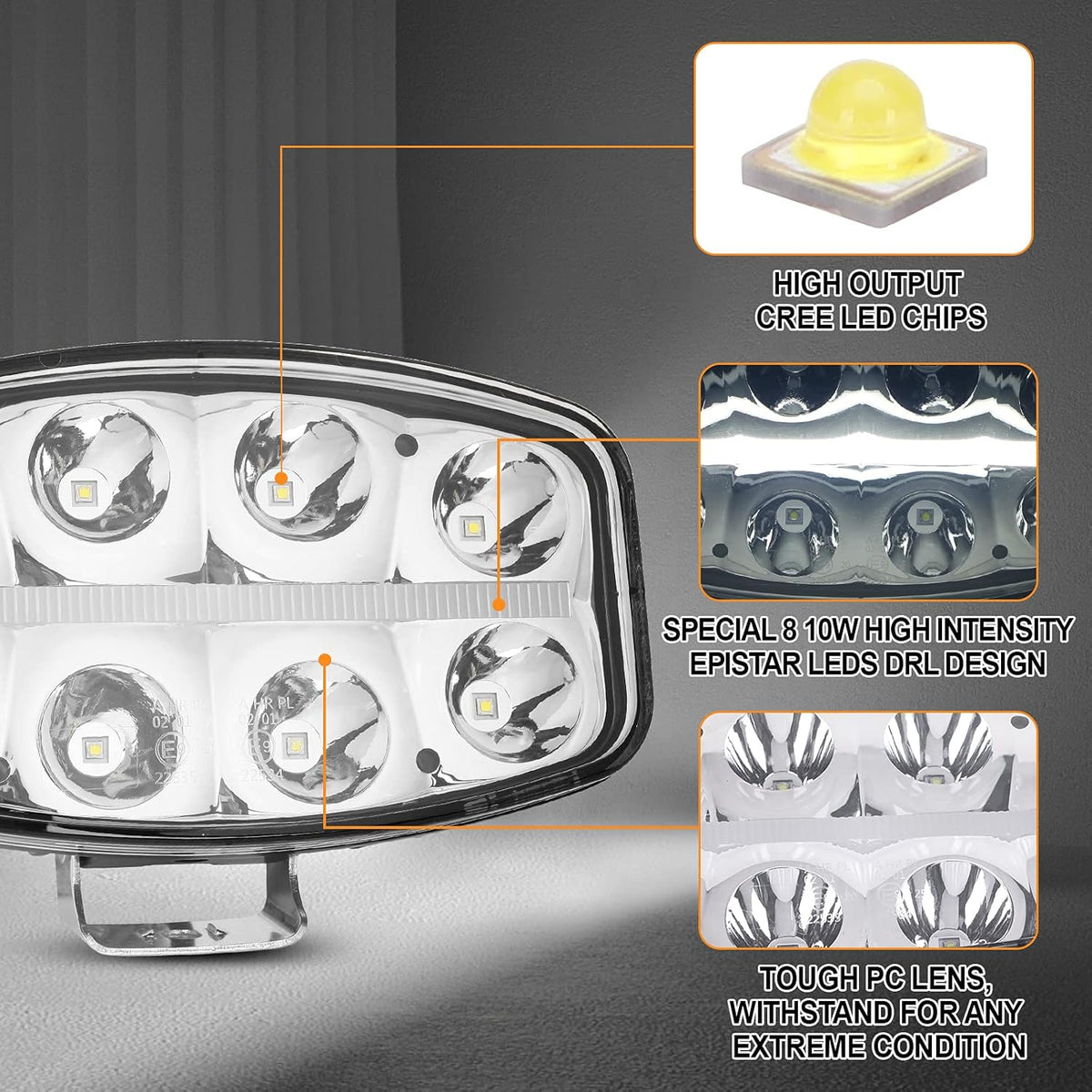 LED Work Light Driving Fog Light Off-Road Light LED Pods Flood & Spot Combo Beam Pack of 2 R85229