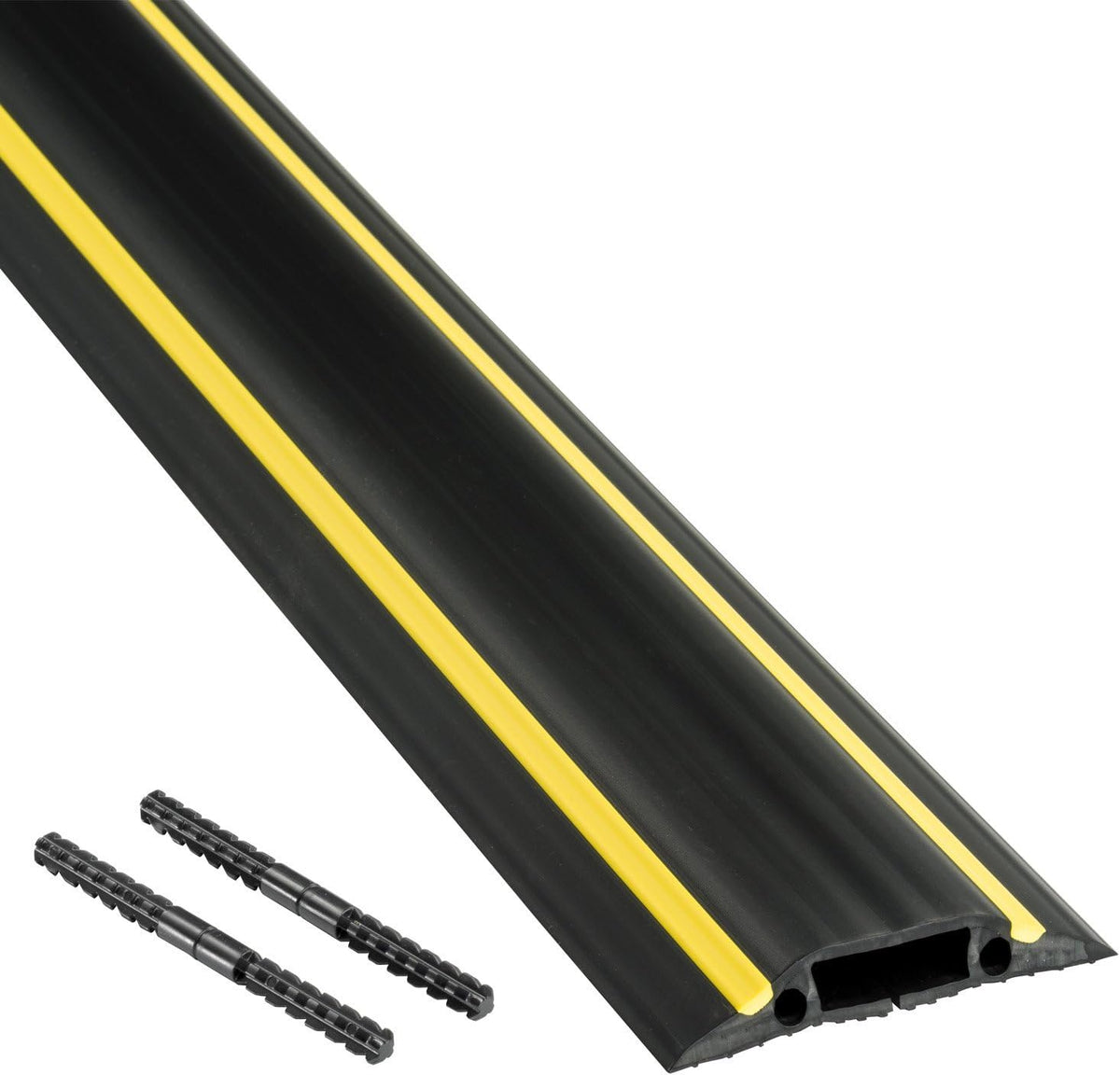 Floor Cord Cover and Cable Protector, 30 Foot Yellow Hazard Stripe N464