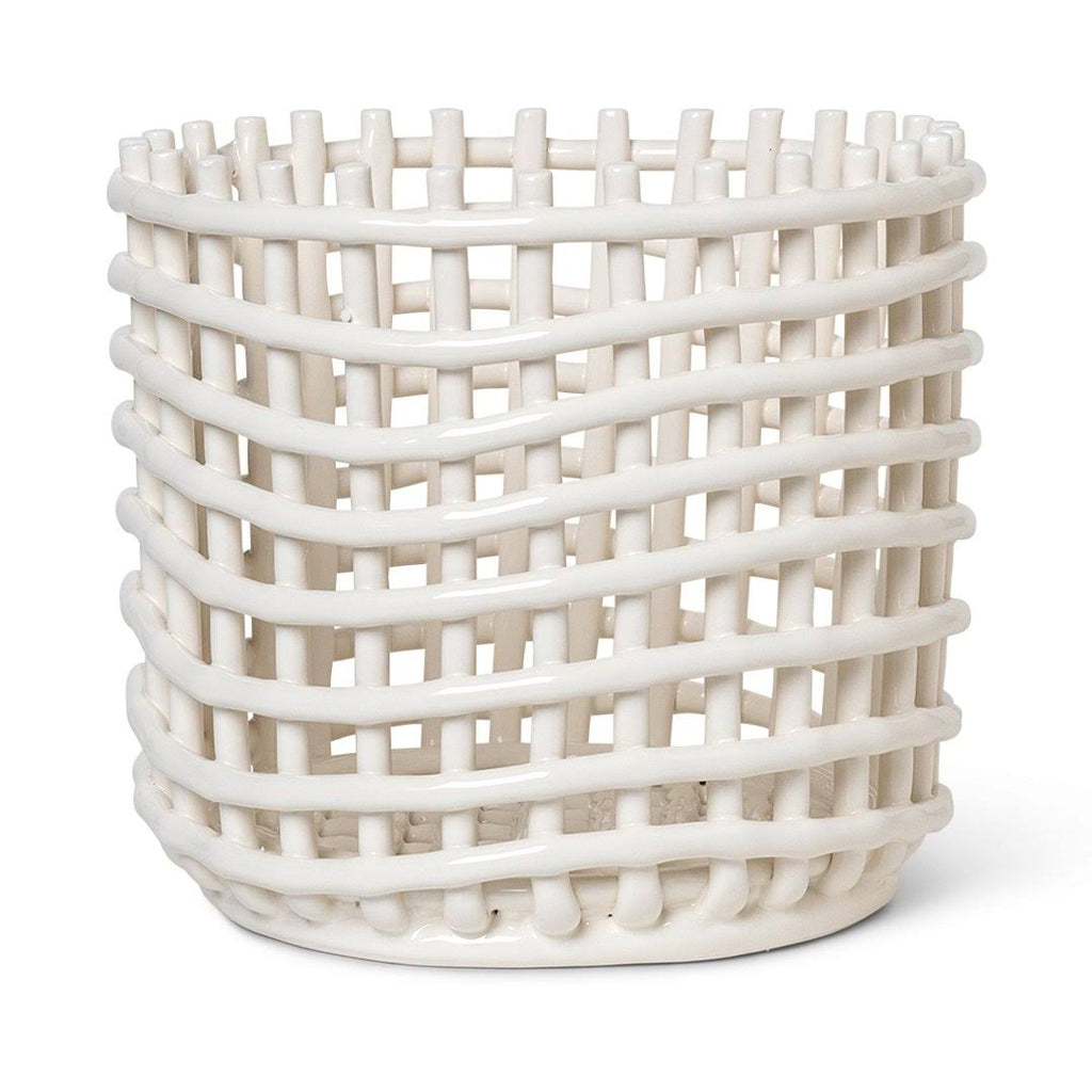 Ceramic Basket Off-White Small P20996