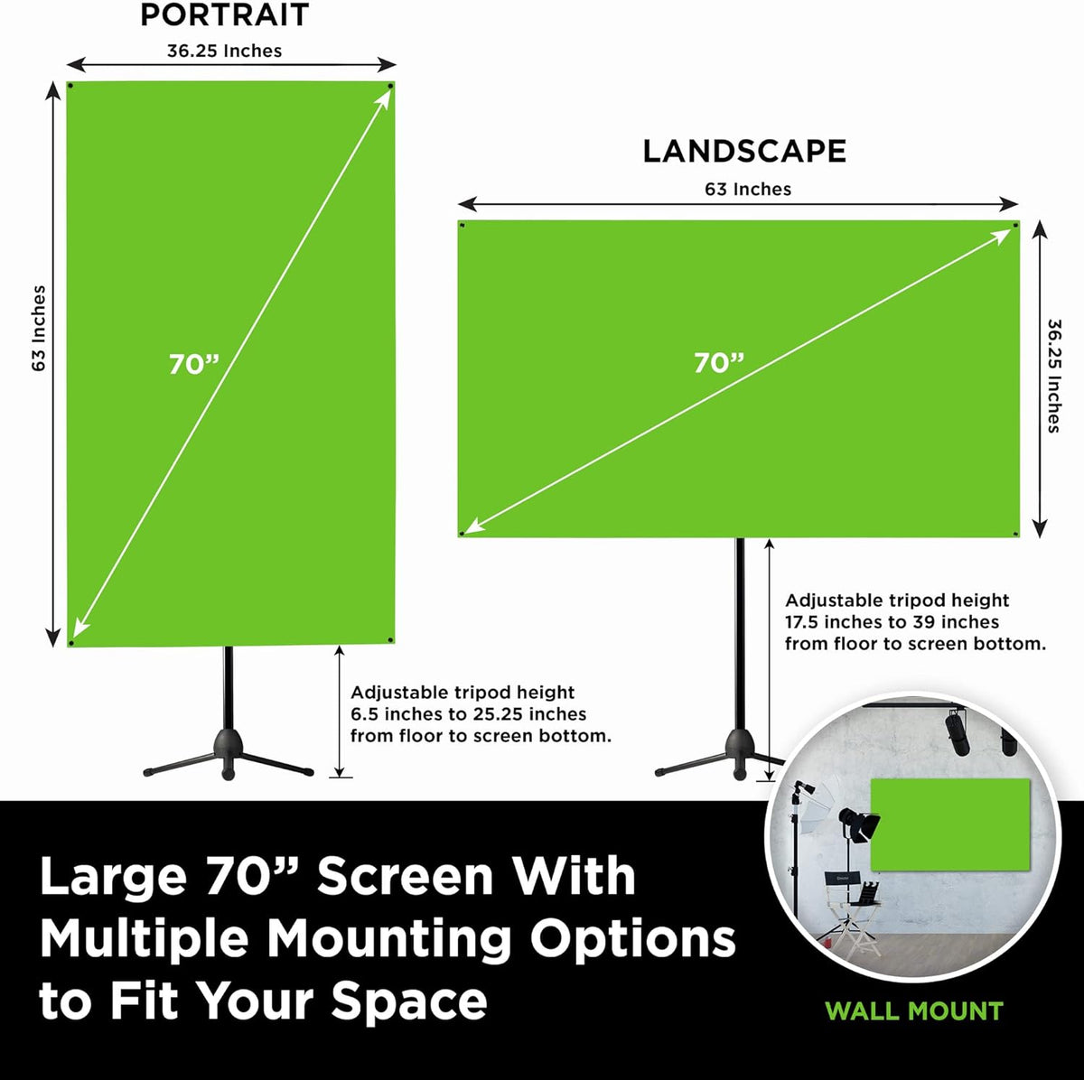 Green Screen with Stand Portable Chroma Key Panel L1277