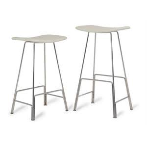 White Polished Stainless Steel Counter Stool K142462