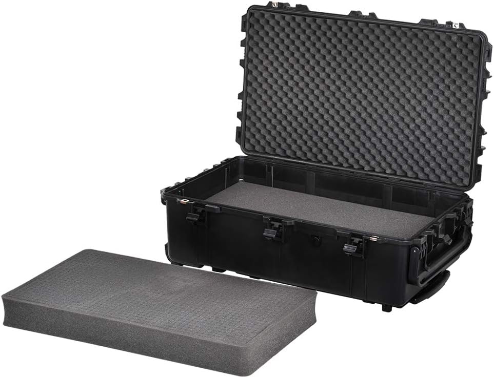 Portable Rolling Waterproof Hard Case with Wheels and Retractable Pull Handle, Black Y313
