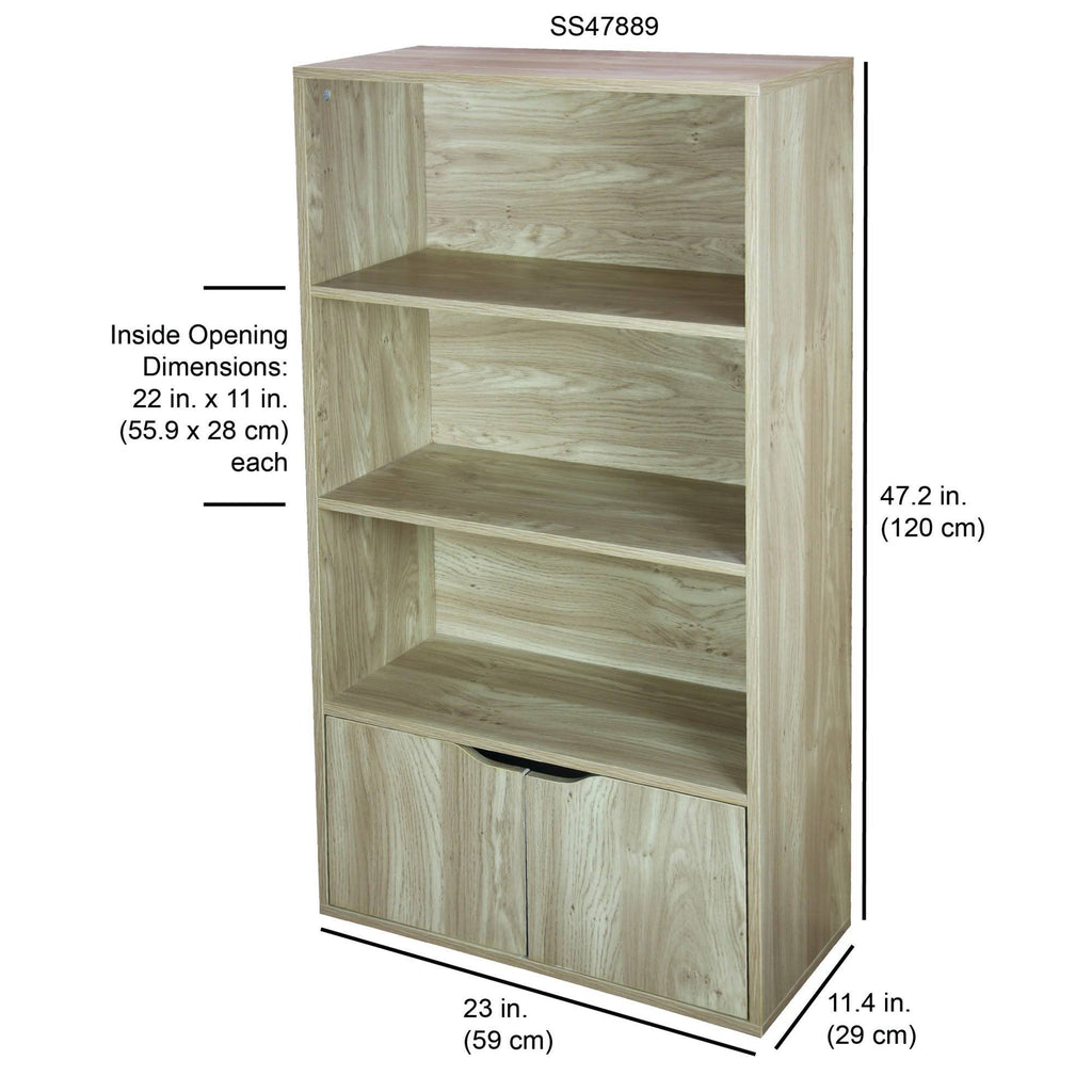 3 Tier Wood Bookcase with Doors V63946