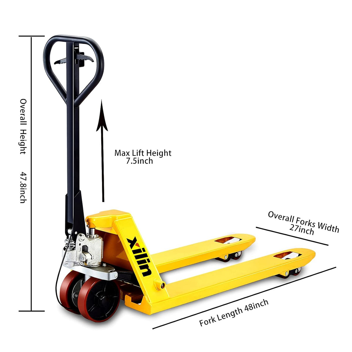 Pallet Jack Hand Pallet Truck 48 Lx27 W 5500lbs Capacity with Brake System G854609
