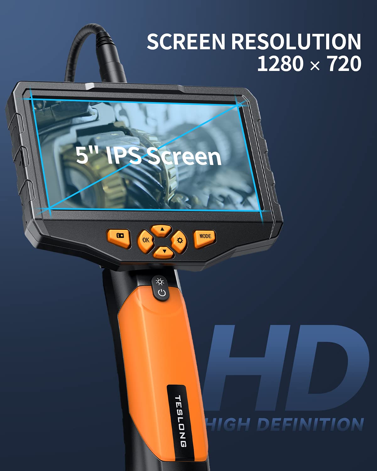 Triple-Lens Borescope Inspection Camera with Light, 16.4ft Waterproof Flexible Cable E813707