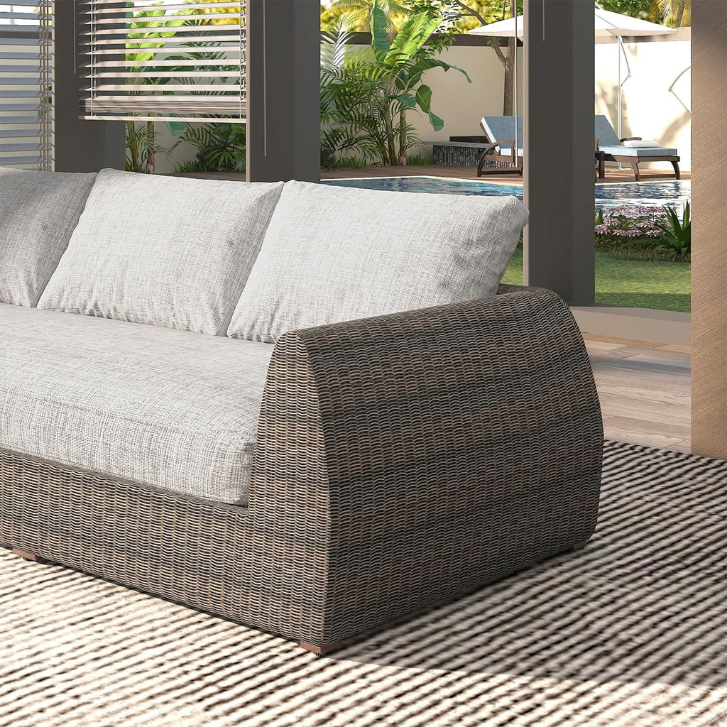 Brown Rattan 4-Piece Patio Deep Seating Lounge Set T8160