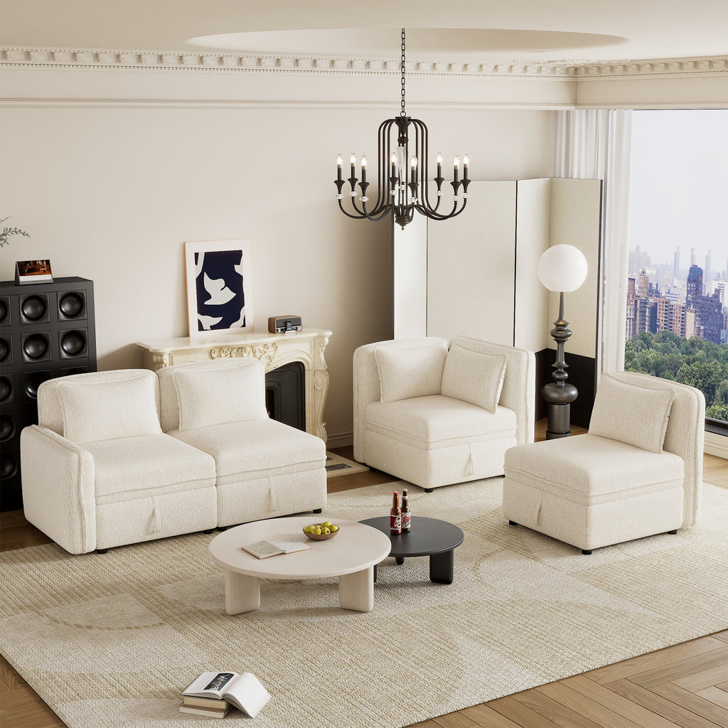 Oversized Chenille Sectional Sofa with Storage U30352
