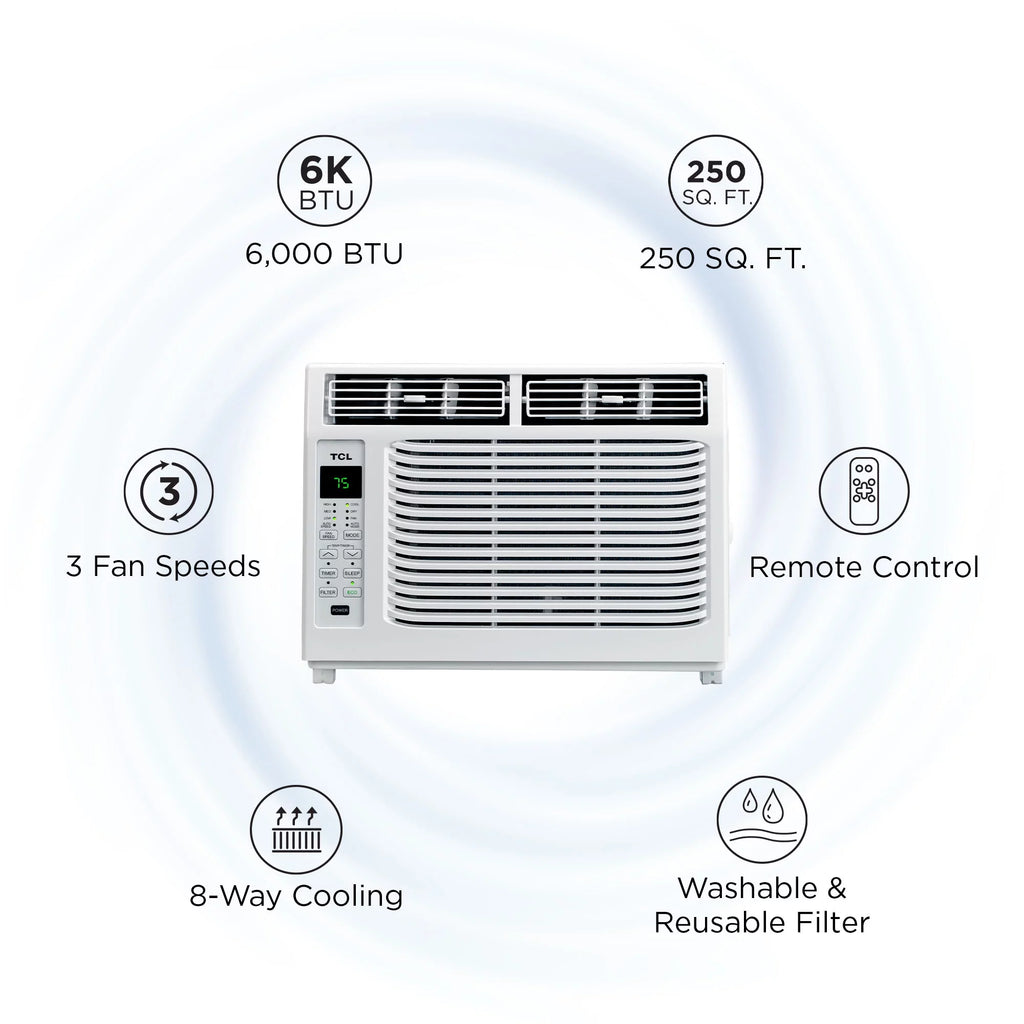 6,000 BTU 115-Volt Window Air Conditioner with Remote, White O9095
