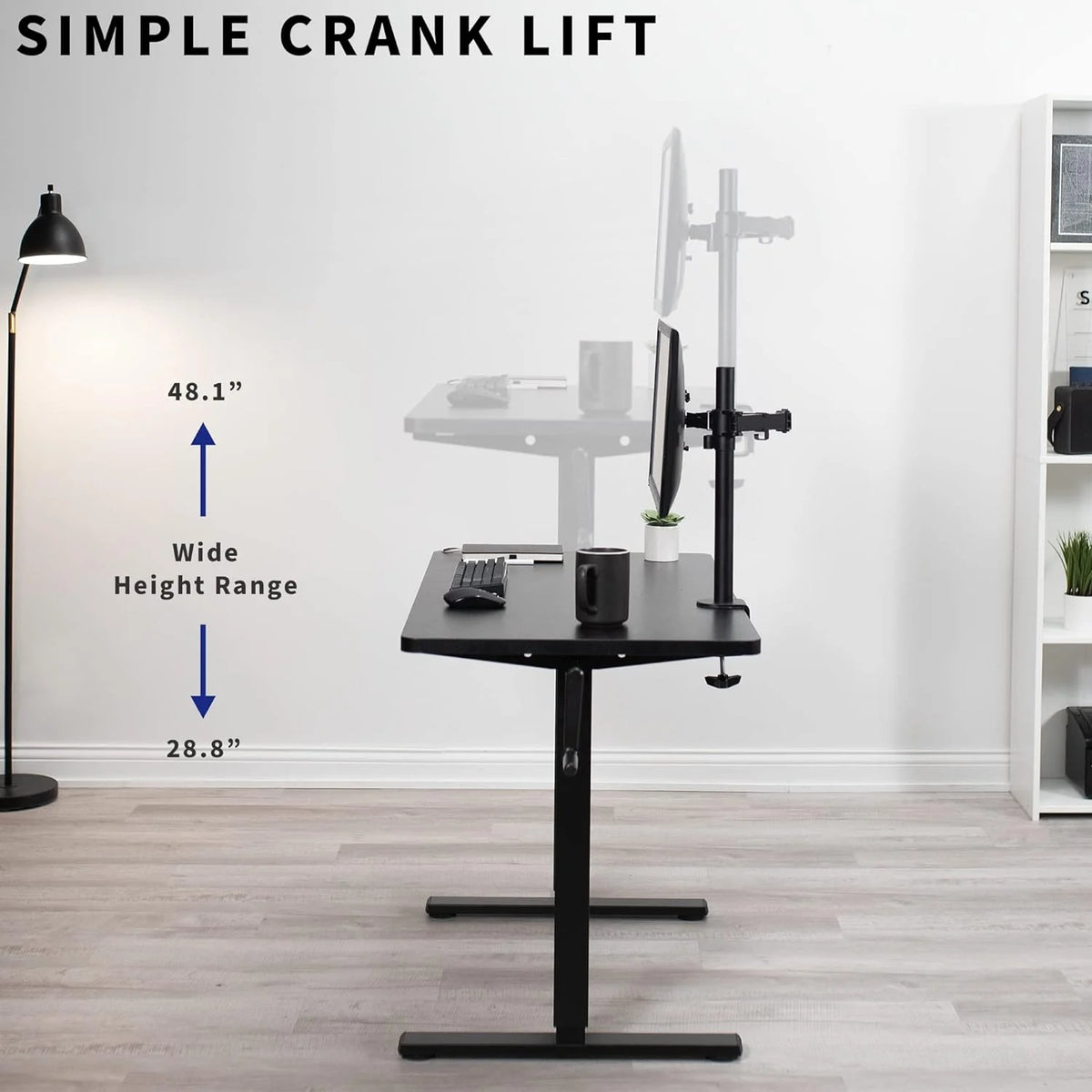 Dark Walnut 43 X 24 Inch Height Adjustable Standing Desk V297