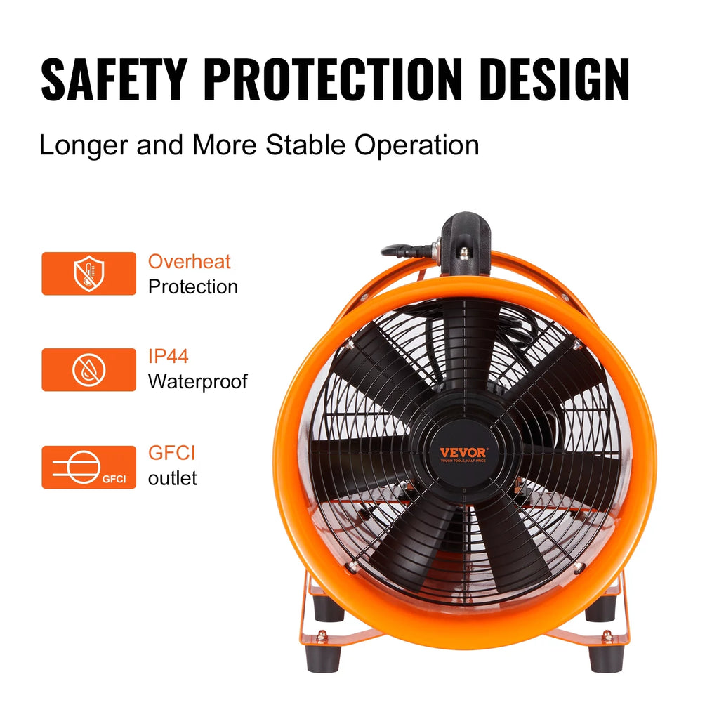 8" Portable Extractor Fan Blower with 16.4ft Duct Hose I57455
