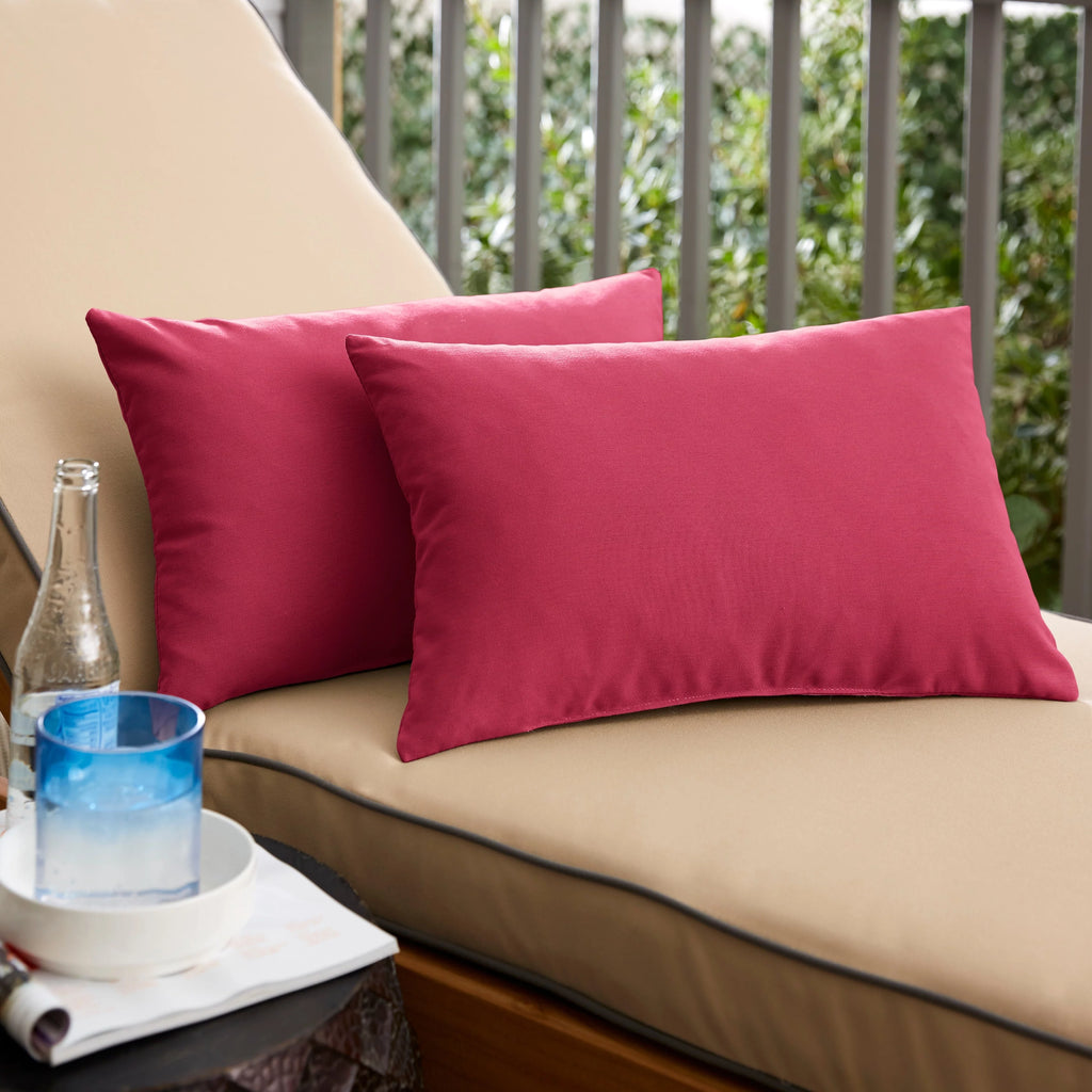 Hot Pink Knife Edge Lumbar Pillows Set of 2 12 in x 24 in C703