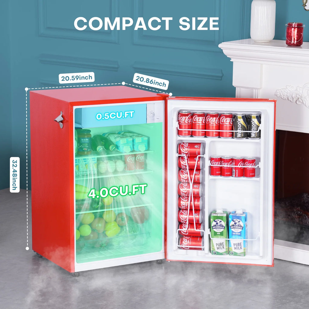 2.5 Cu Ft Retro Compact Refrigerator Mini Fridge with Freezer O939