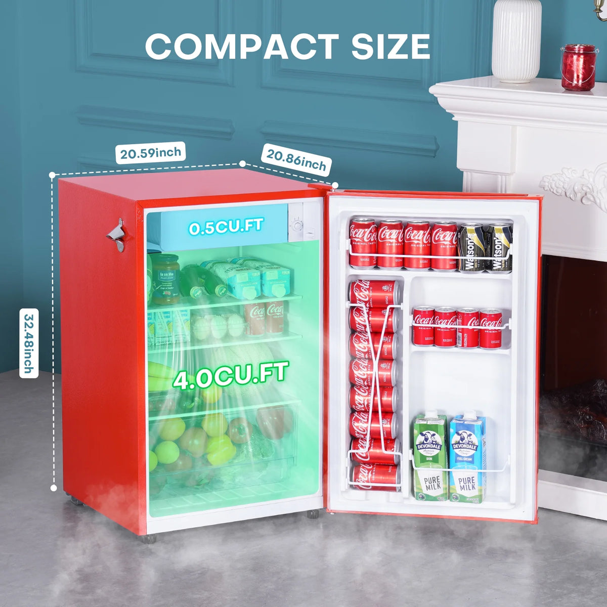 2.5 Cu Ft Retro Compact Refrigerator Mini Fridge with Freezer O939