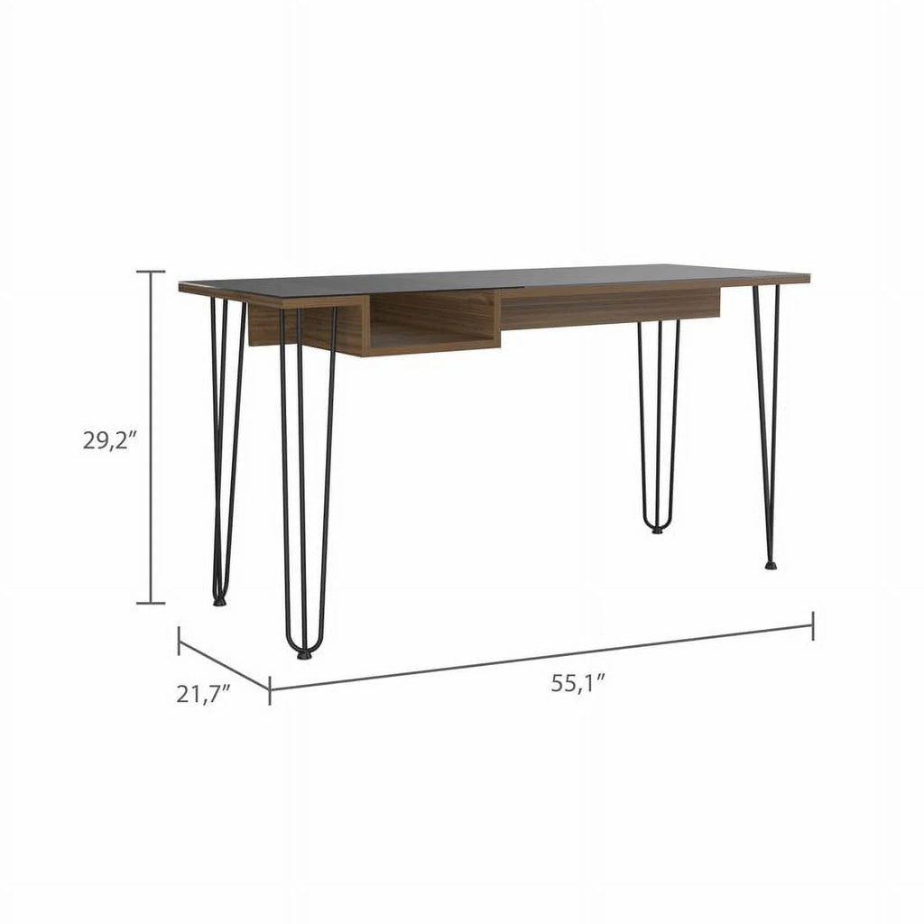 Modern Wood Desk with Steel Legs in Mahogany F364116