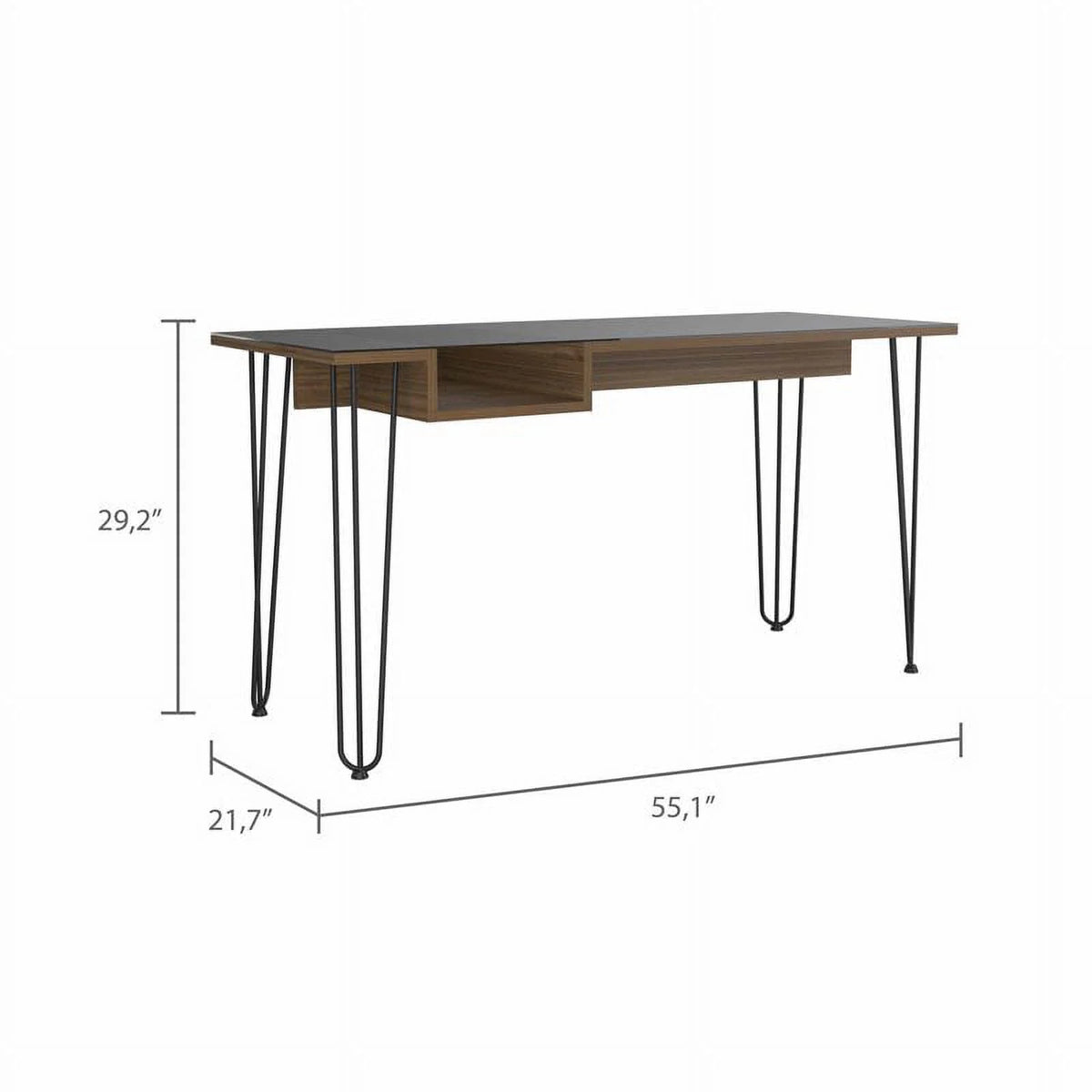 Modern Wood Desk with Steel Legs in Mahogany F364116