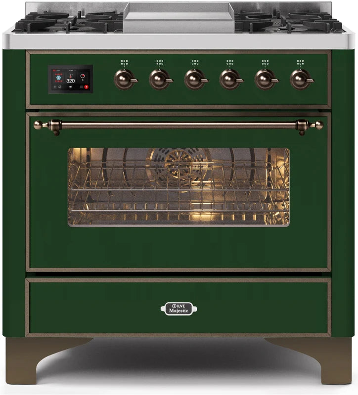 Emerald Green Bronze Trim Dual Fuel Propane Gas Range U8809