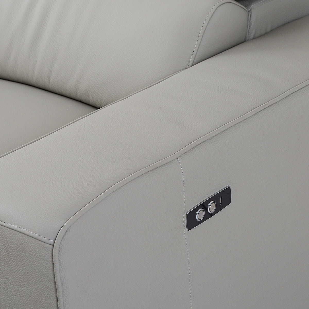 Light Grey Top Grain Leather Sectional with Power Recliners G743