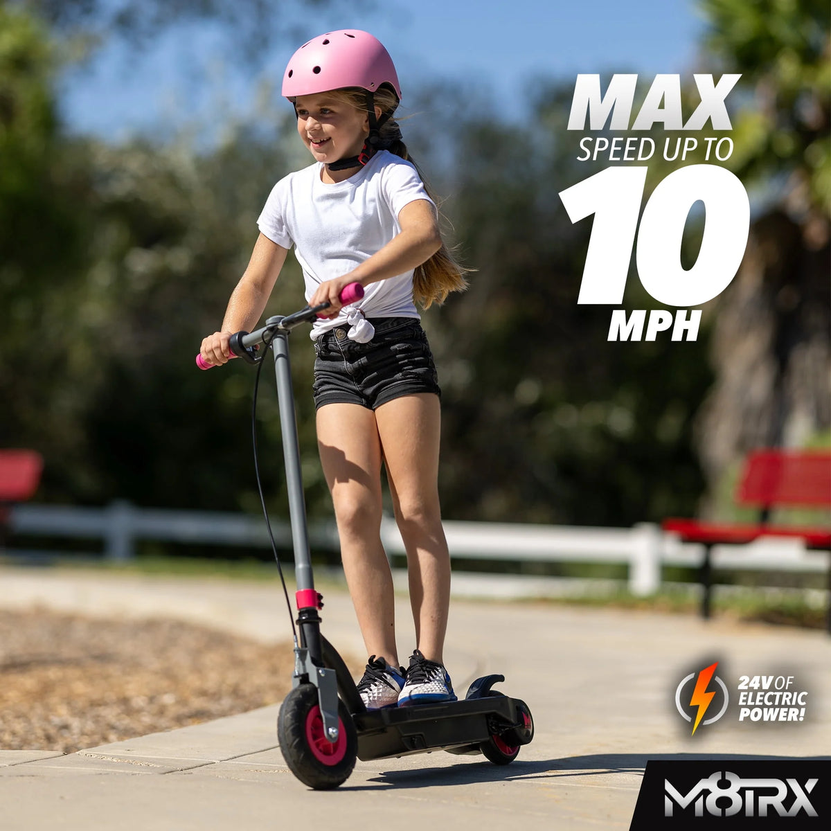 24 Volt Kids Electric Scooter, 8 Air Filled Tire, Pink V613