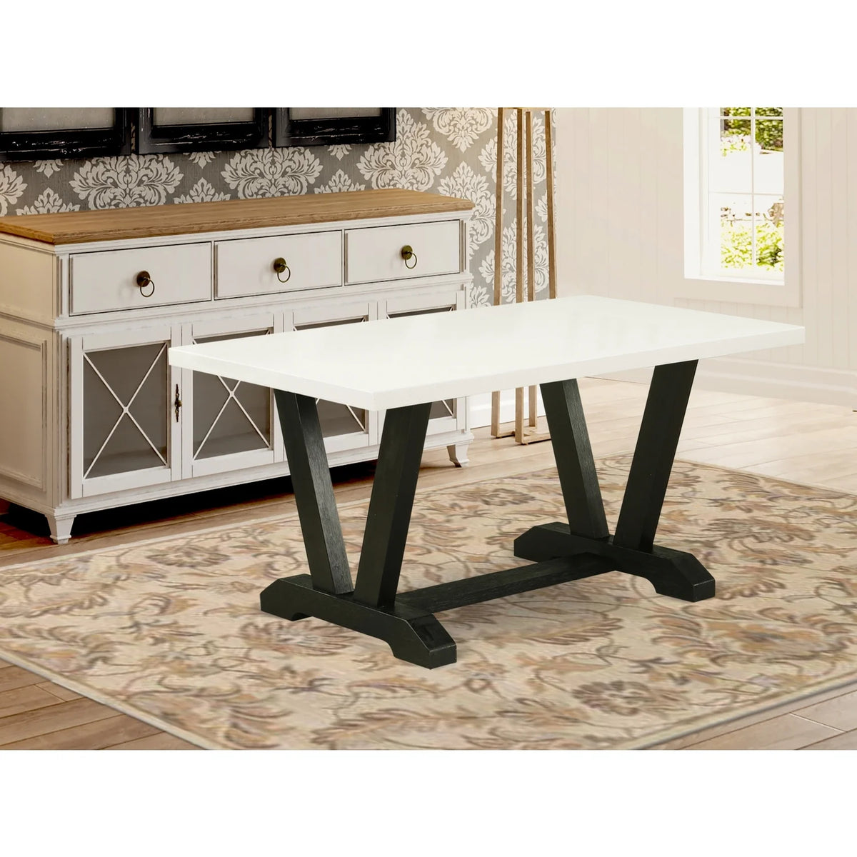 36X60 In Dining Table with Black Leg and White Top X22998