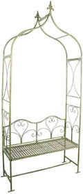 Garden Arch with Bench Wrought Iron V545551
