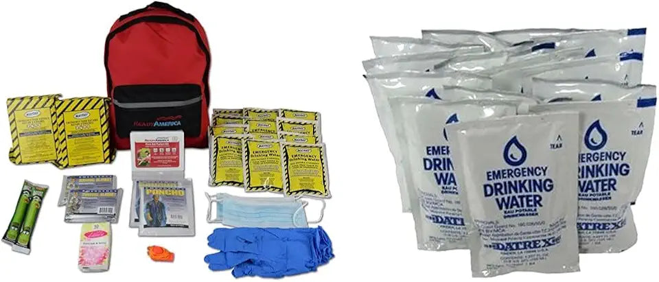 72 Hour 2-Person 3-Day Emergency Kit Backpack and Water Packet 4.227 oz 18 Packs T10655