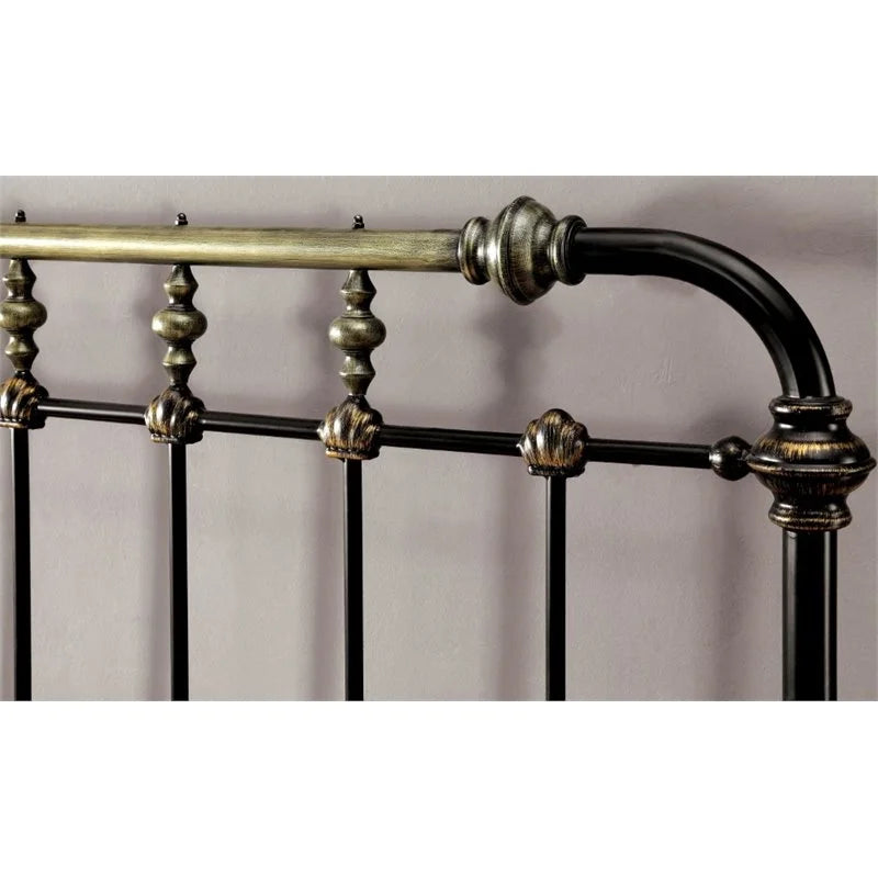 King Metal Spindle Bed Antique Black G303978