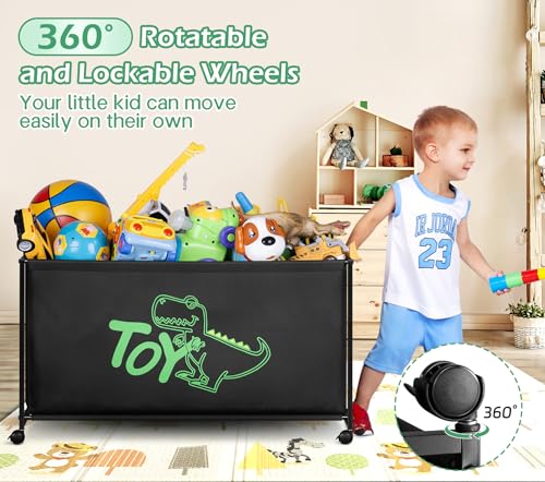 Black Large Toy Box with Wheels H20783