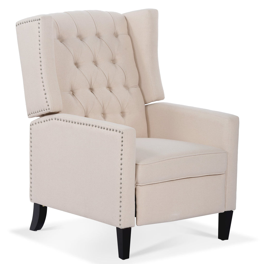 Beige Manual Wing Chair Recliner F444791