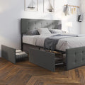 Platform Bed Frame with Headboard and 4 Drawers Storage F8483