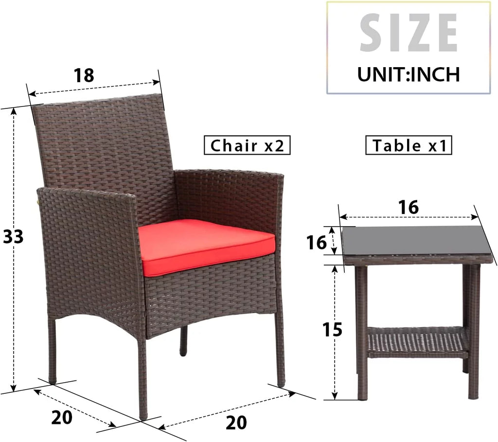 Brown Wicker 2 Rattan Chairs and Glass Coffee Table Bistro Set T46801