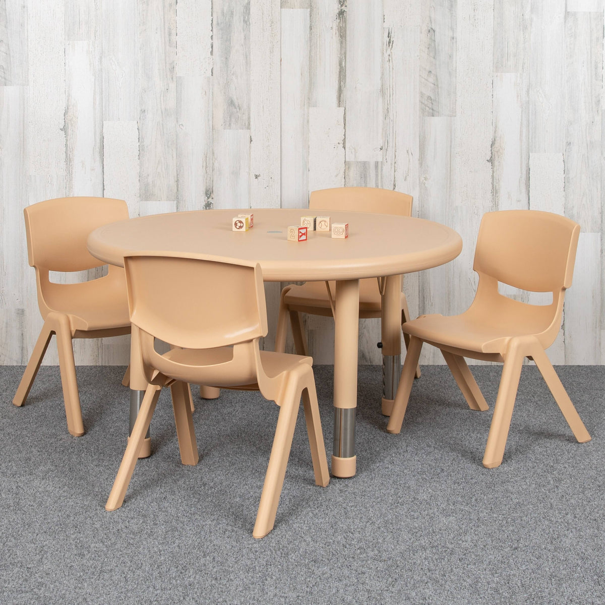 33 inch Round Plastic Height Adjustable Activity Table Set with 2 Chairs Z834396