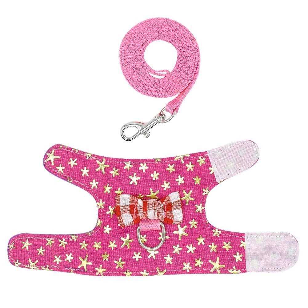 Small Pet Outdoor Walking Harness Vest and Leash Set with Bowknot L53356