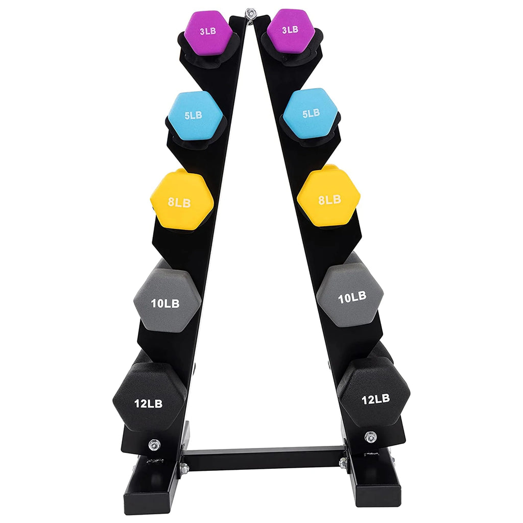 3, 5, 8, 10 & 12 Pound Dumbbell Weight Set with Stand N53527