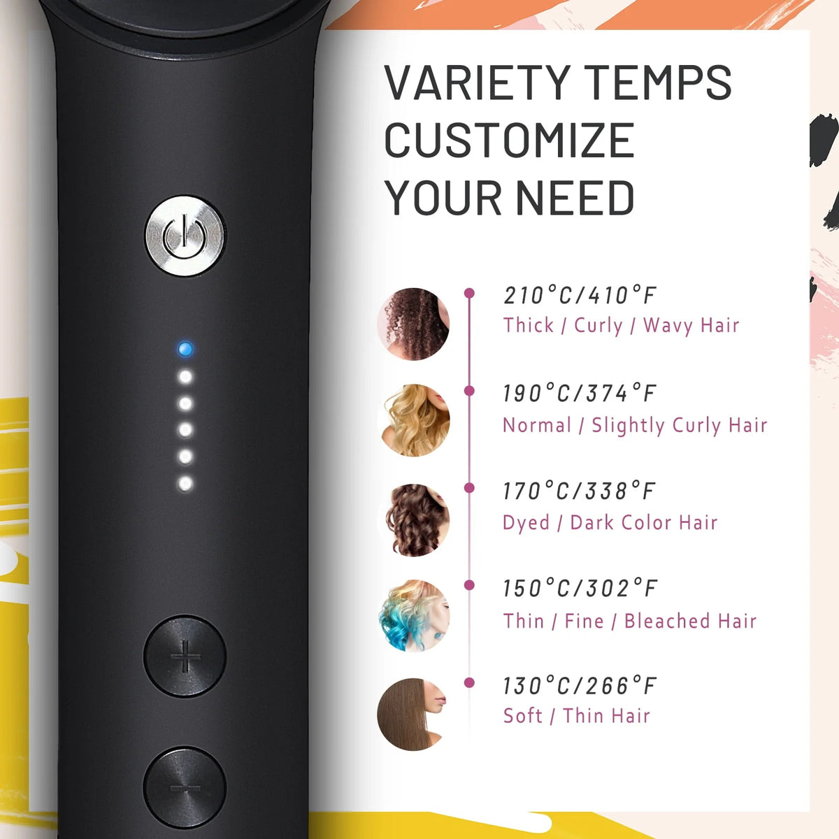 Black Hair Straightener Brush with Built-in Comb H45824