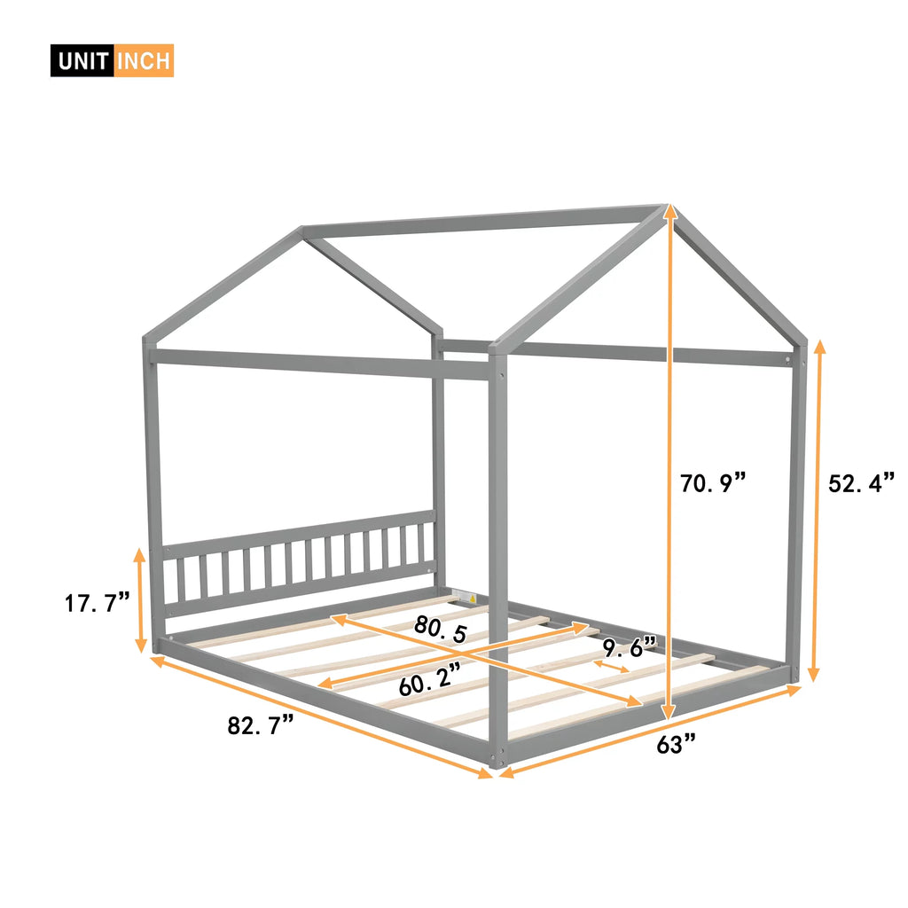 Queen Size Wood Tent Bed with Roof Z5511