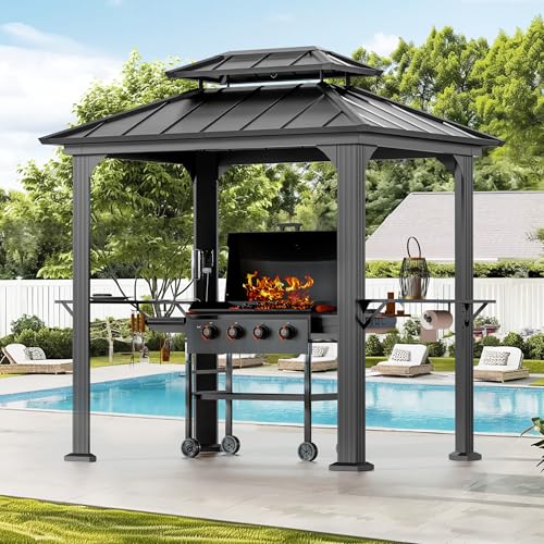 12' x 24' Hardtop Gazebo with LED Lights and Curtains A8958