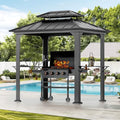 12' x 24' Hardtop Gazebo with LED Lights and Curtains A8958