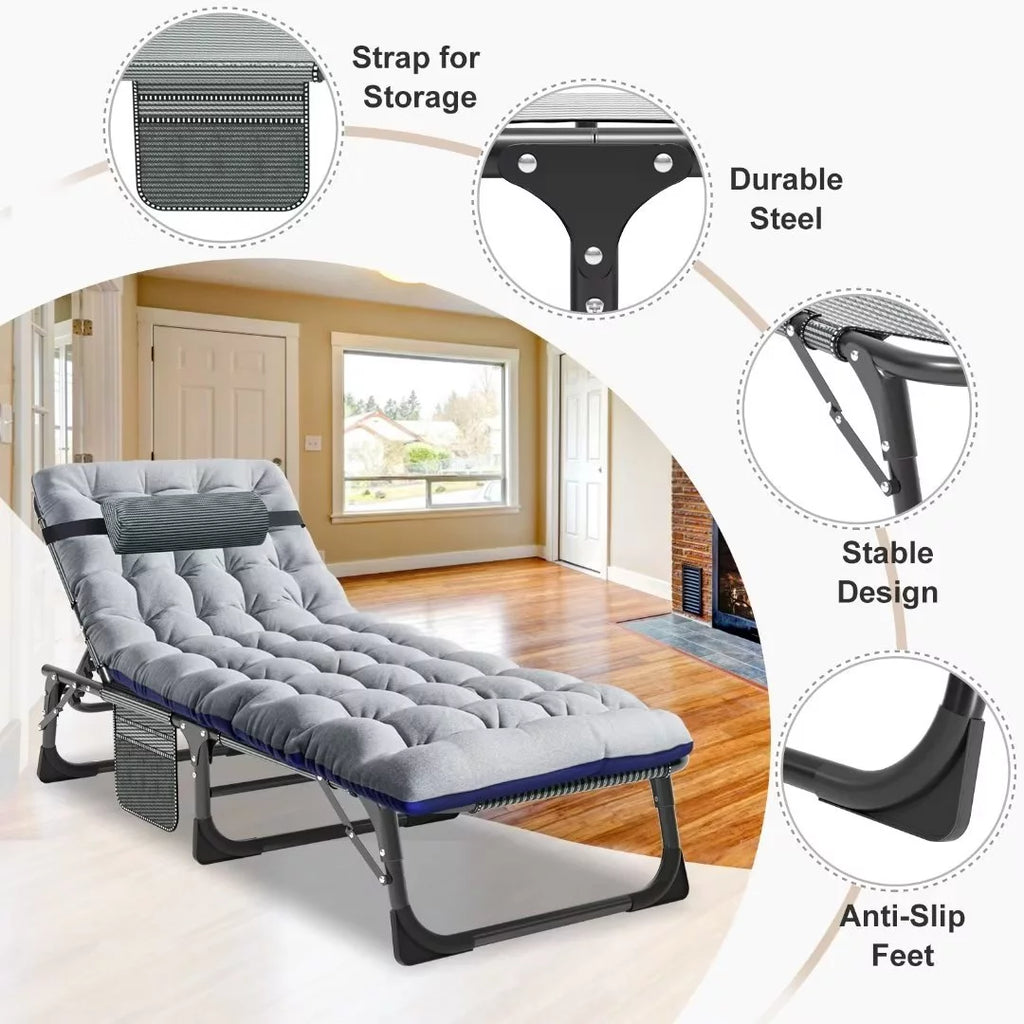 Folding Camping Cot with Mattress & Pillow I8129